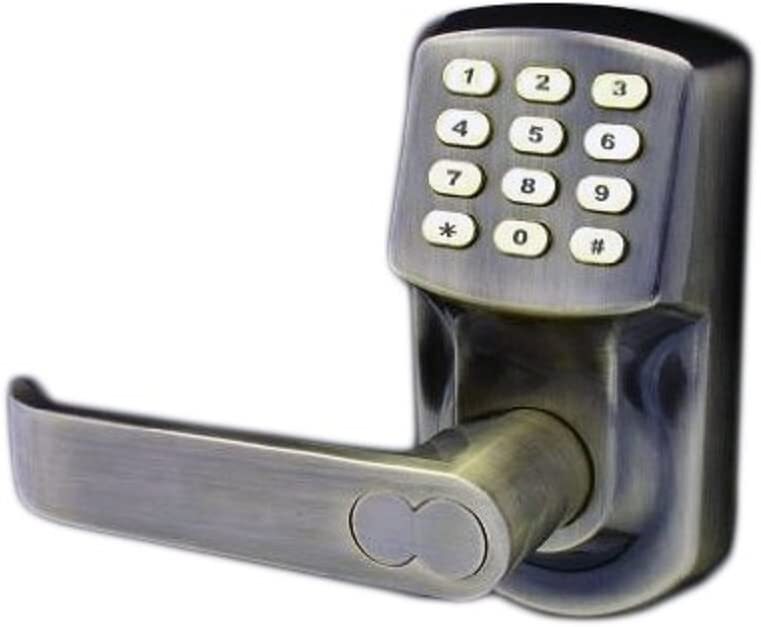 Electronic Keyless Door Lock - Antique Brass (Left Hinged Doors Only) Battery gallery