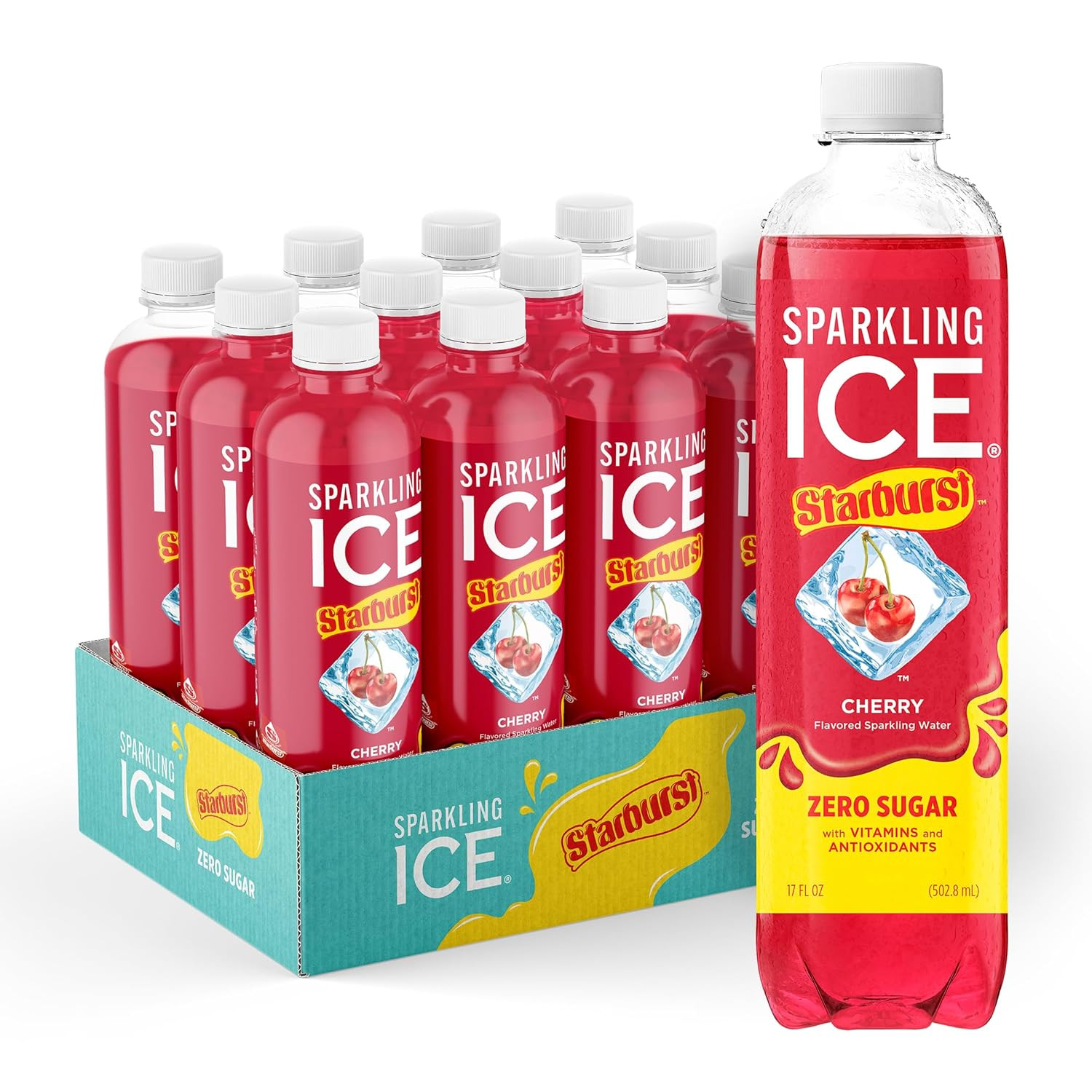 Sparkling Ice STARBURST Cherry, Zero Sugar Flavored Sparkling Water, with Vitami gallery