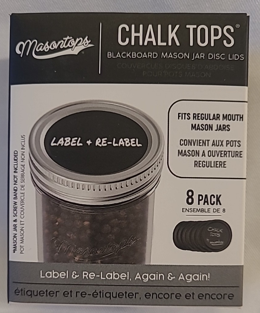 Masontops Chalk Tops, Reusable Chalkboard Lids, 8 Pack, Regular Mouth gallery