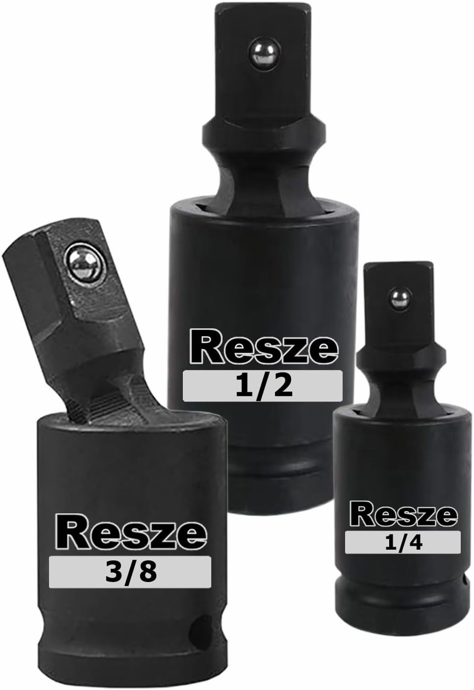 3-Pc Universal Joint Socket Adapter Set 1/4 3/8 1/2 Impact Grade Wobble gallery