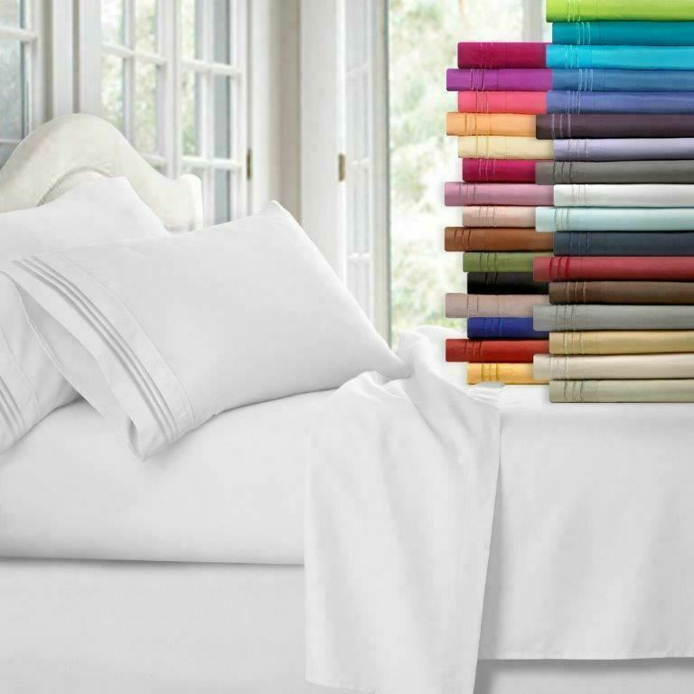 4 Piece Bed Sheets Set Deep Pocket Soft Microfiber Sheets Full Queen King Size gallery