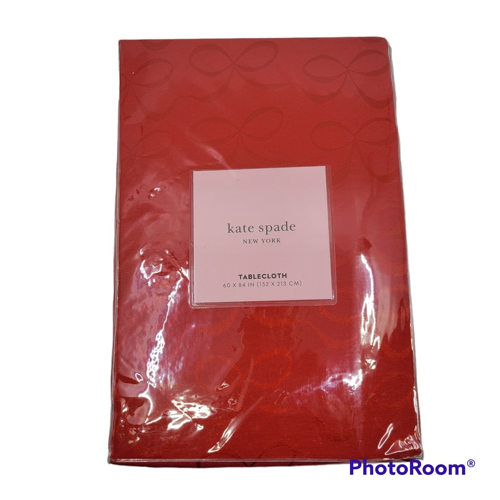 Kate Spade All Wrapped Up Cranberry Bow Pattern Red Oblong Retangle Tablecloth gallery