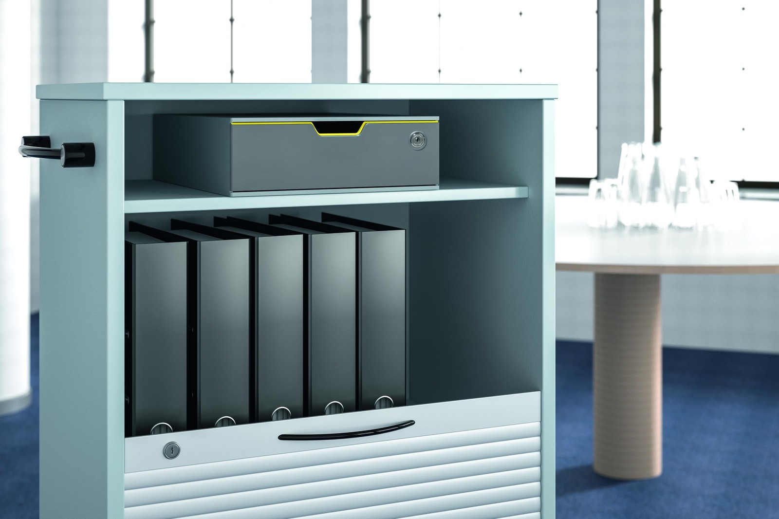 Lockable Grey Desktop Storage Drawer Unit With Colorful Organizing Drawers gallery