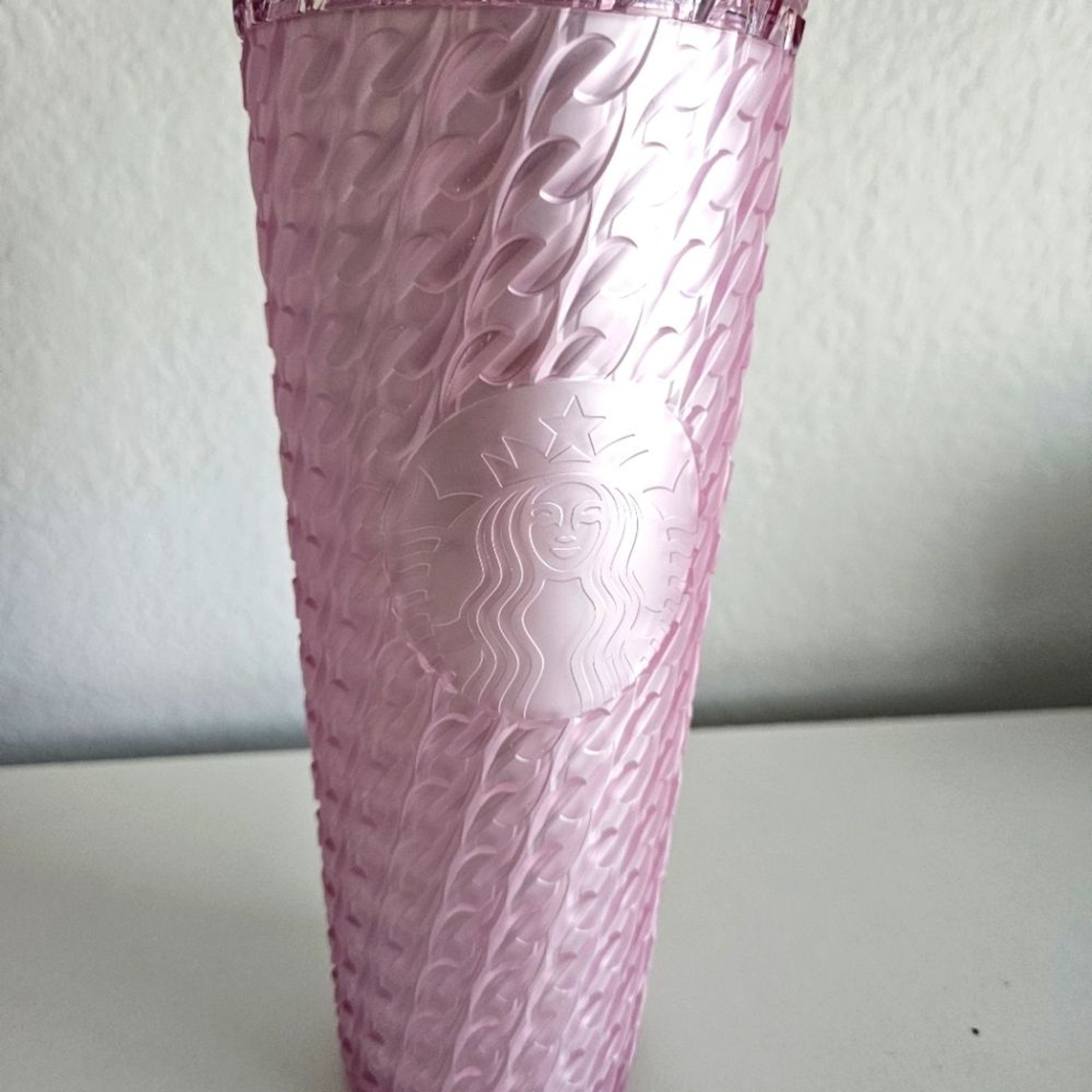 NWOT Starbucks Pastel Pink Textured Cold Beverage Travel Tumbler Straw Cup 24oz gallery