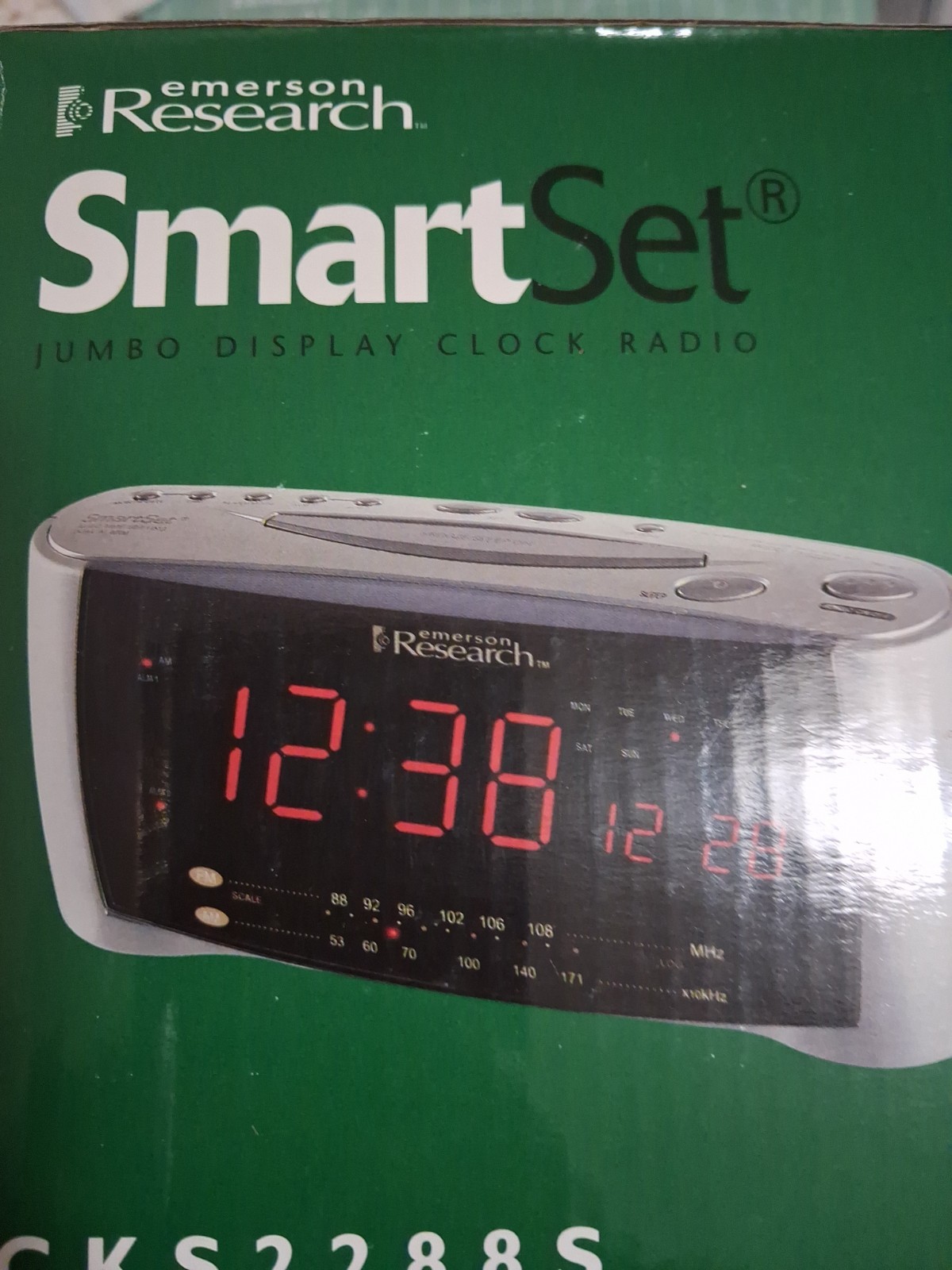 EMERSON RESEARCH SmartSet Jumbo Display Clock Radio CKS2288S "New-Sealed" gallery
