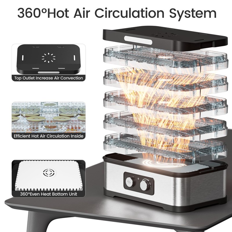 Deshidratador De Alimentos Electrico 250W Para Cocina Frutas Carne Seca Verduras gallery