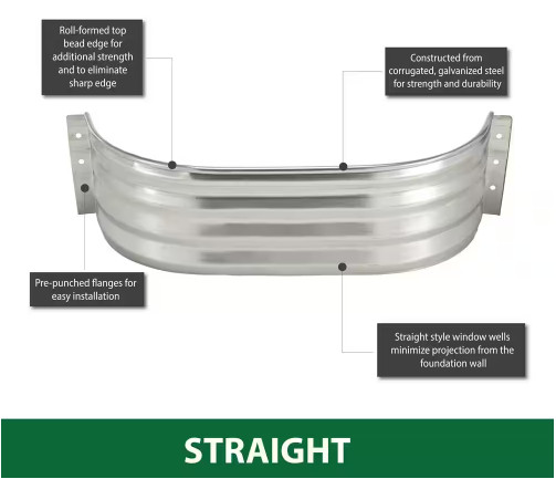 Steel Straight Area Window Well for Basement & Exterior 37 in. x 12 in. x 12 in. gallery