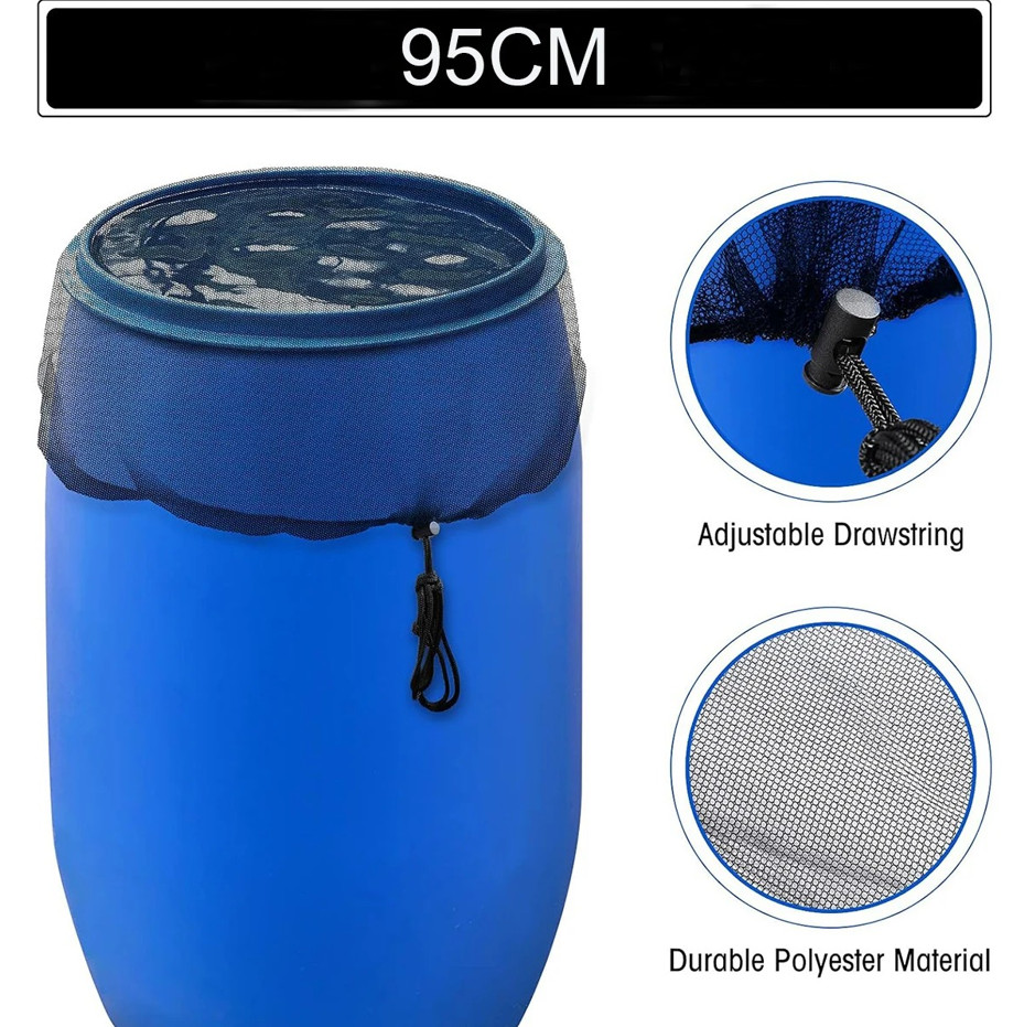 1 pc Rain Barrel Mesh Cover with Drawstring Leaf & Debris Protection Screen gallery