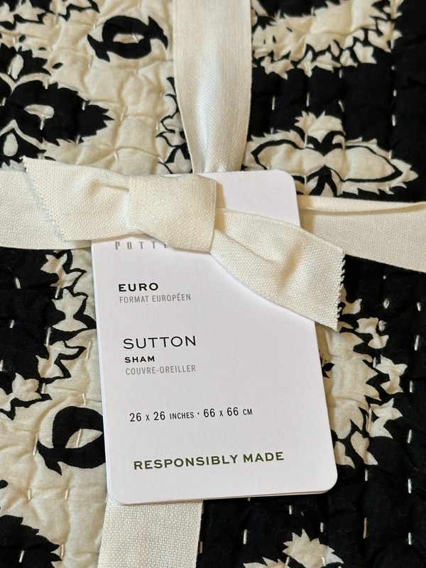 Pottery Barn Sutton Reversible Quilted Single EURO Sham New with tags gallery