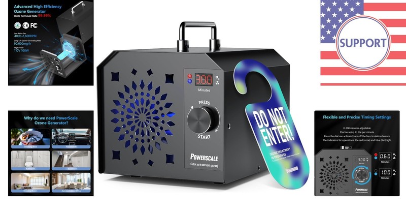 High-Efficiency Ozone Machine: 90,000mg/h Output for Safe Odor Removal - Black gallery