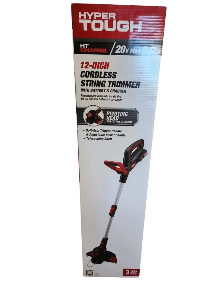 Hyper Tough 20V Max 12" Cordless String Trimmer w Battery & Charger Weed Eater