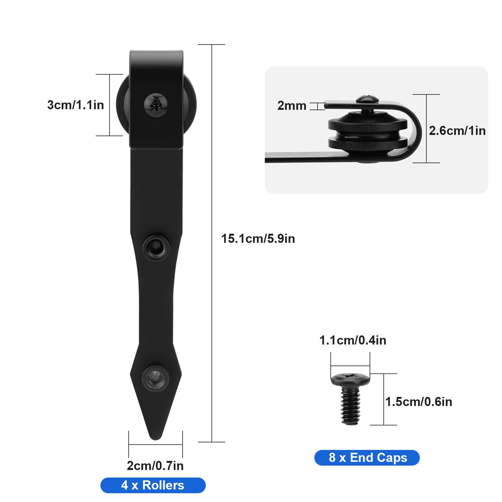 4 PCS Sliding Barn Door Hardware Kit for Single Door with Rollers End Caps Black gallery