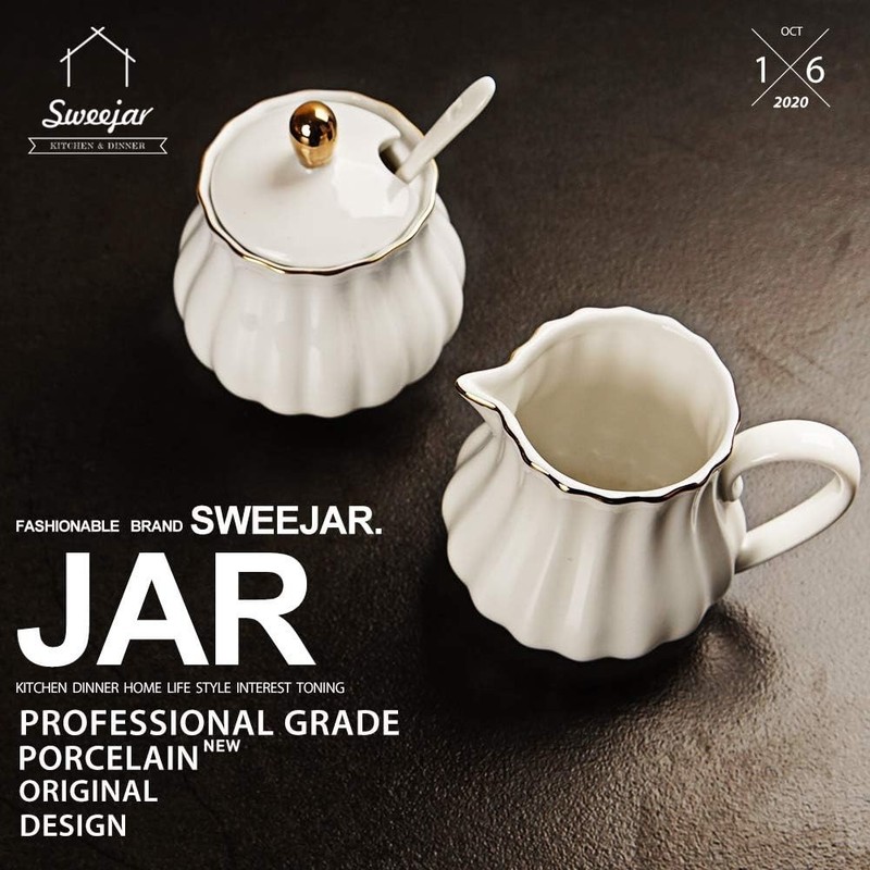 Versatile White Ceramic Sugar & Creamer Set – Perfect for Any Festive Occasion gallery