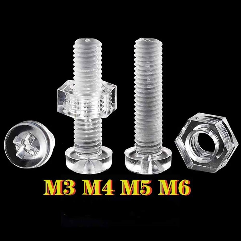 Acrylic Plastic Nylon Clear Transparent Round Pan Phillips Cross Head Screws+Nut gallery