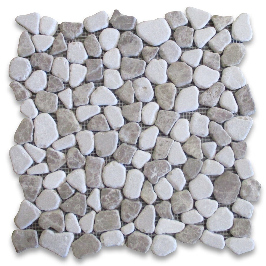 P66T Non Slip Shower Floor Tile Tumbled Emperador Beige Marble Pebblestone gallery