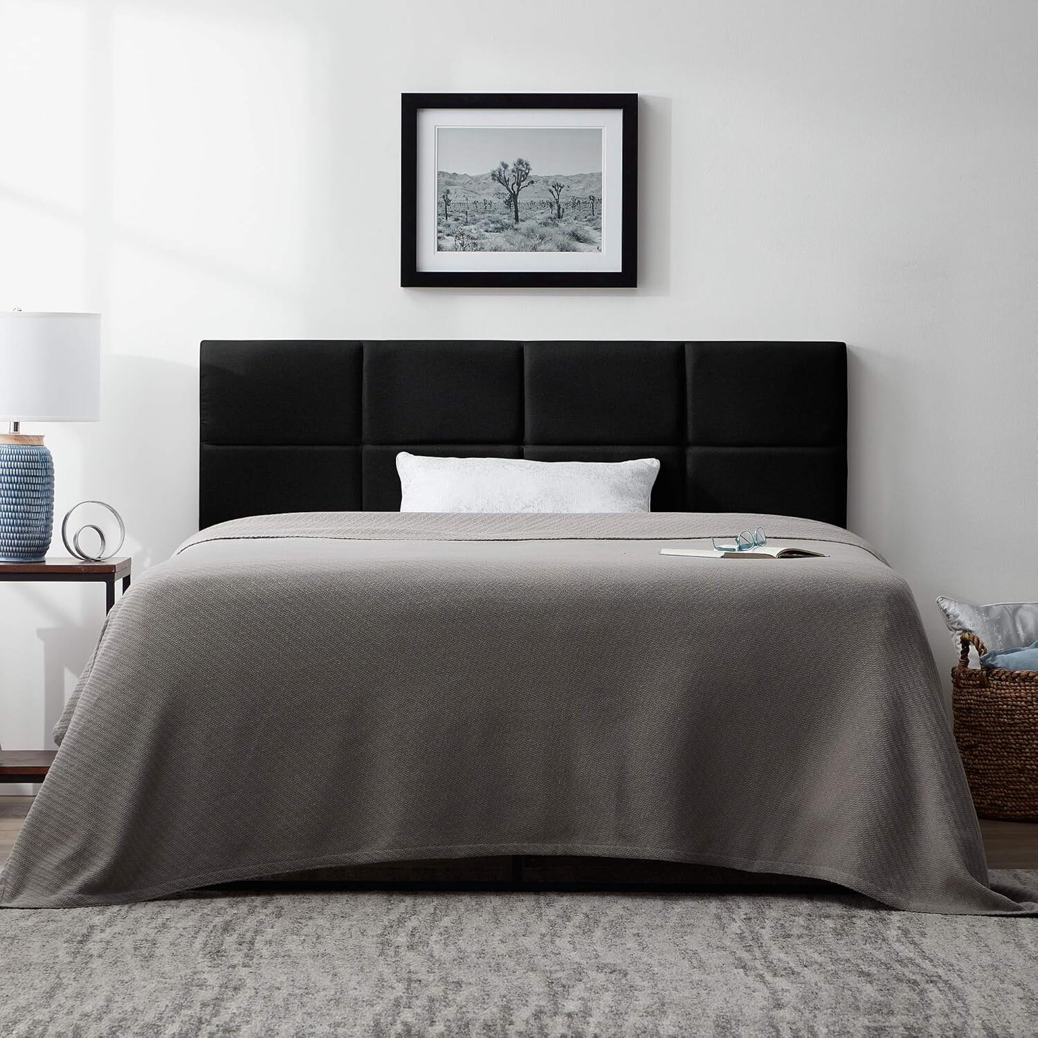 Lucid Mid-Rise Square Upholstered Headboard Attached Frame Wall Mount FULL XL gallery