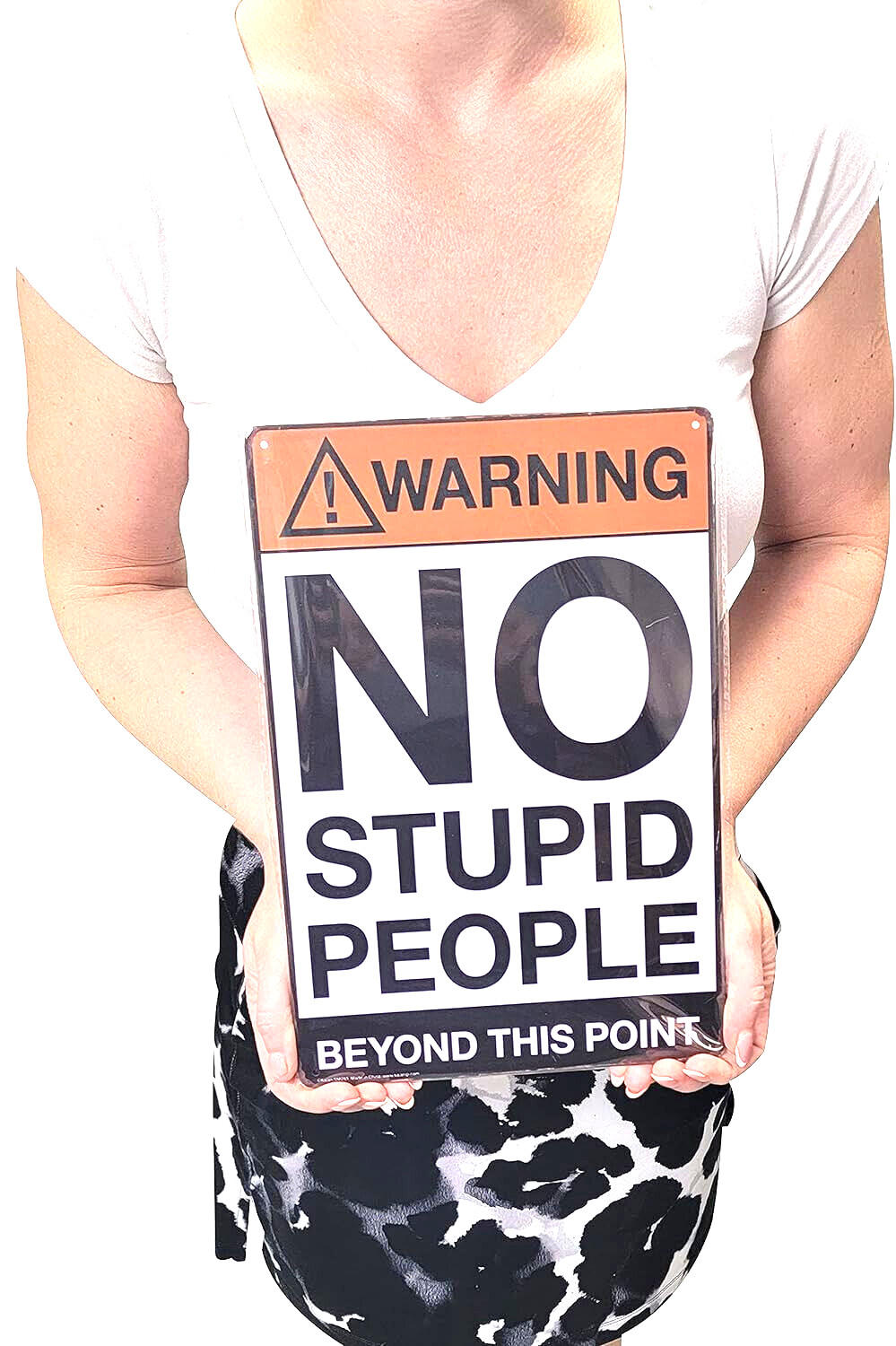 AMERICAN WIT 8" x 12" Metal Sign (Warning - NO Stupid People Beyond This Point) gallery