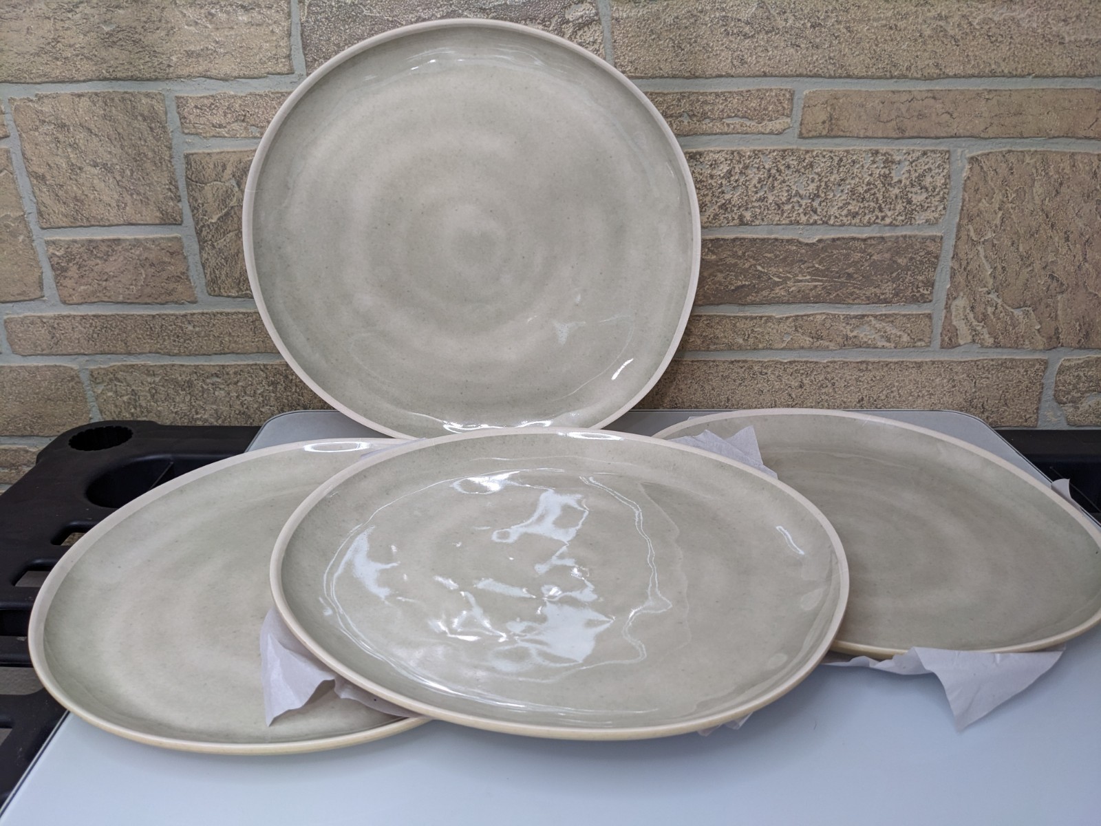 Four (4) Hearth & Hand Bamboo Tonal ~ NATURAL/CREAM 11" Dinner Plates gallery