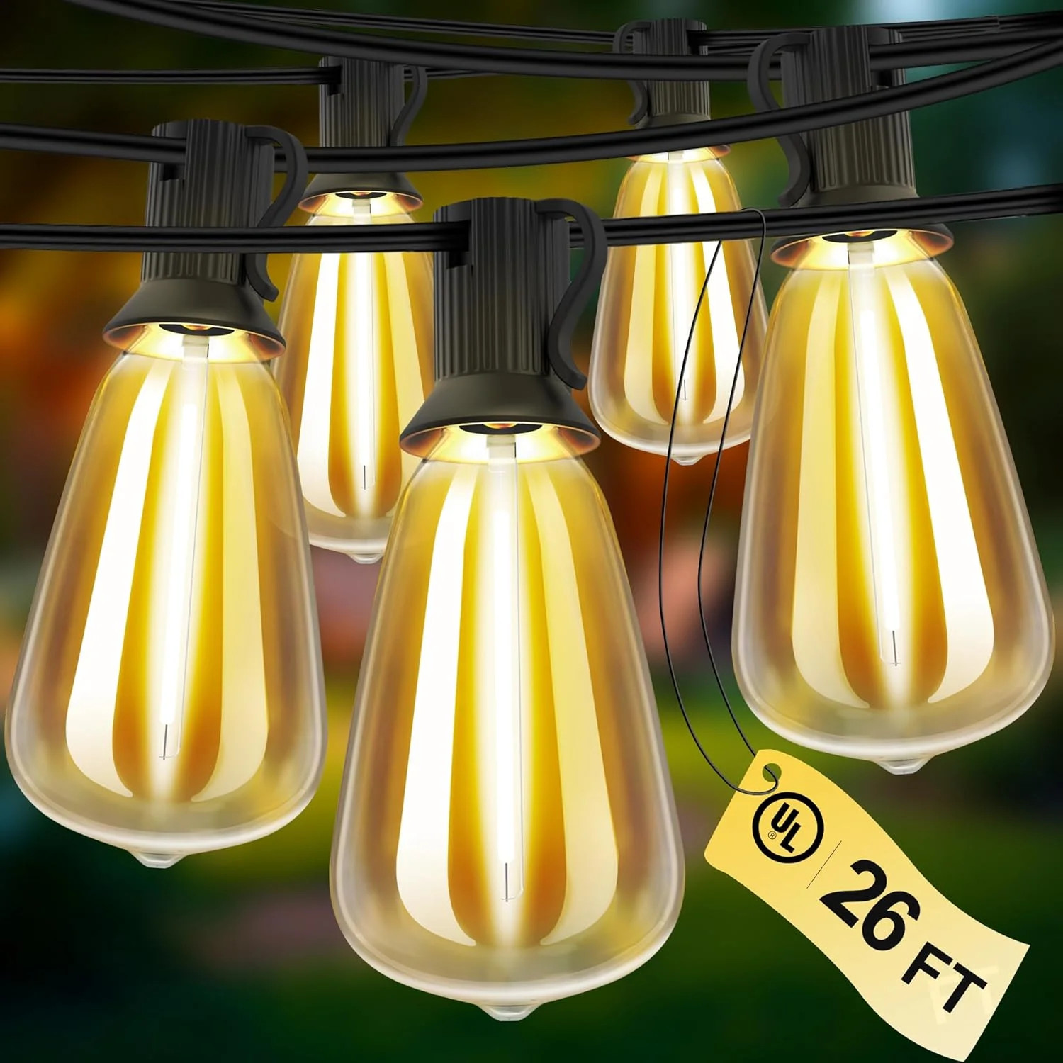 Outdoor String Lights 26 FT 14 Shatterproof LED Bulbs, UL Certified Patio Lights gallery