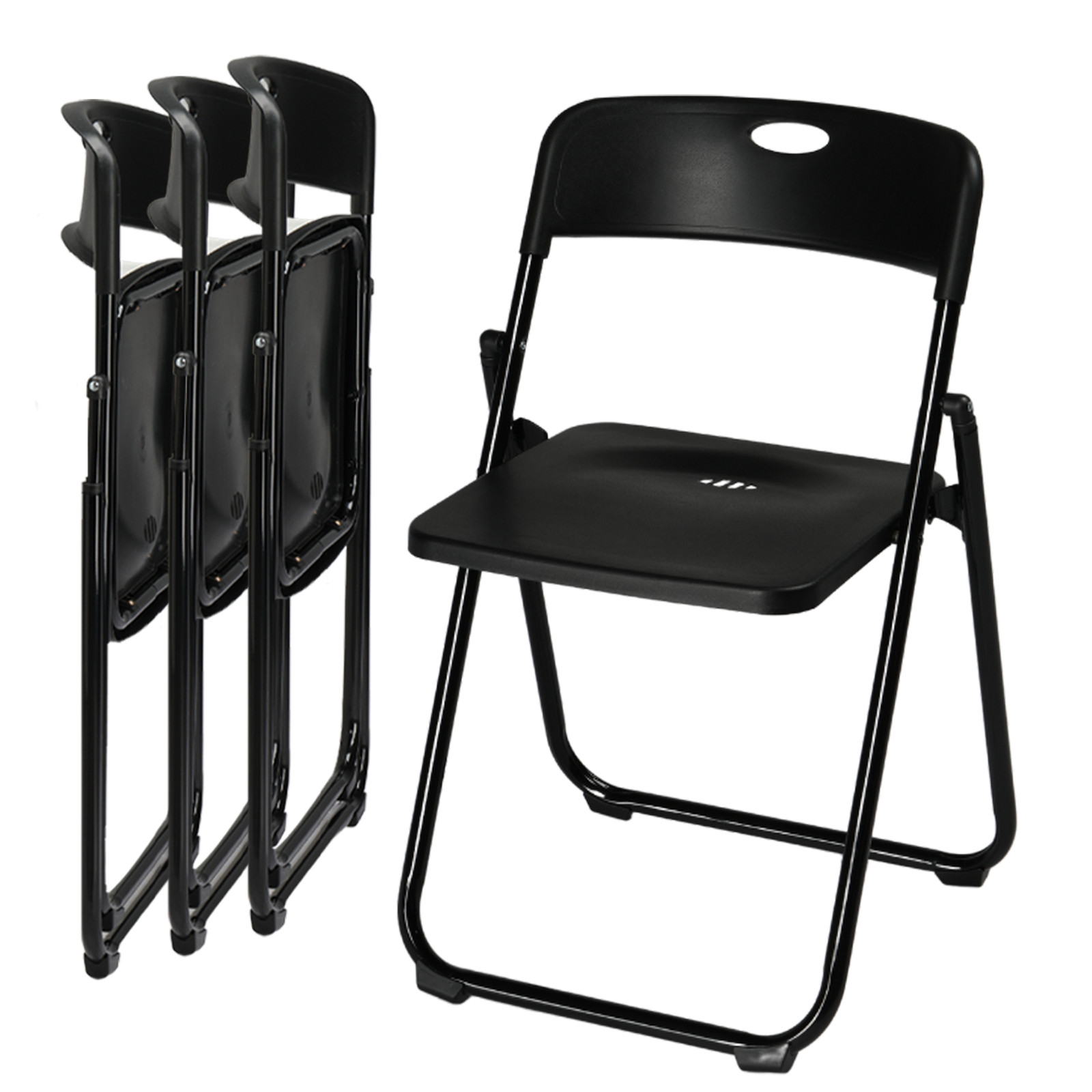 4 PCS In/Outdoor Heavy Duty Plastic Folding Chairs with Reinfoced Steel Frame gallery