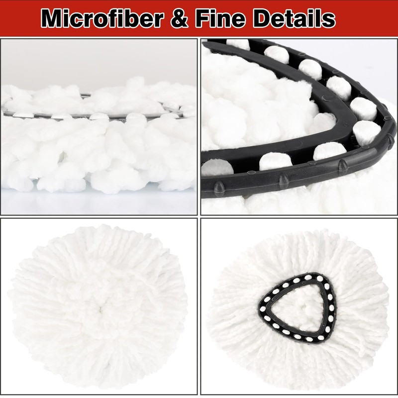 Microfiber Spin Mop Refill For Triangle Spin Mop, 360 Degree Replacement Heads gallery