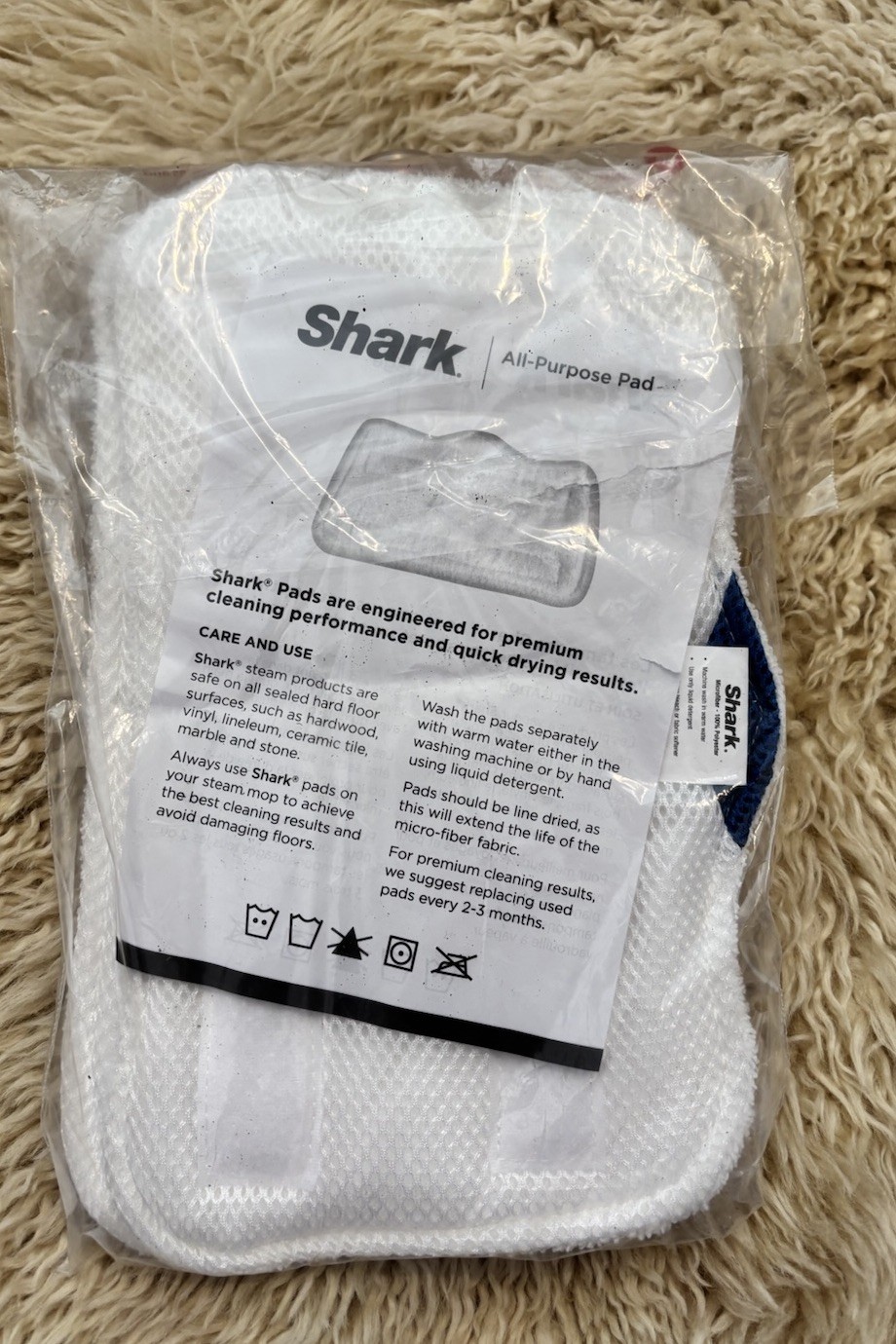 Shark Steam Mop All-Purpose Microfiber Pad Replacement White 1 Pack 105 Washes gallery