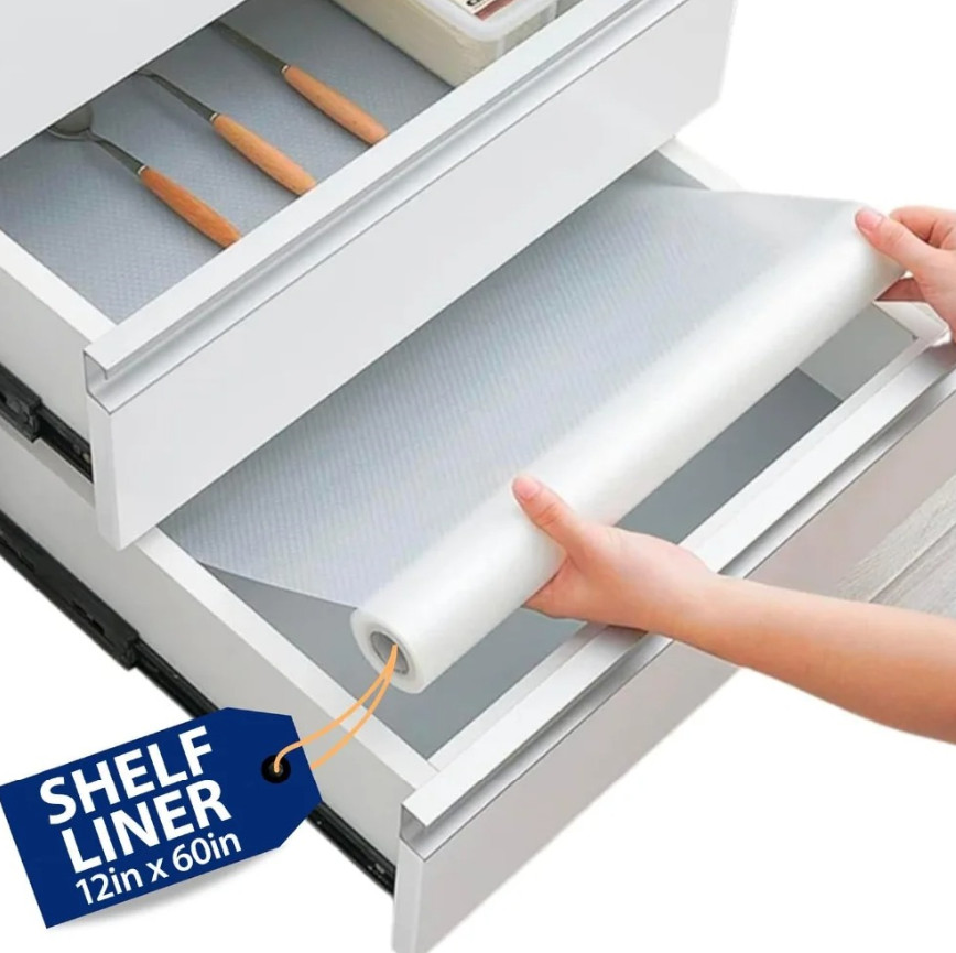 1pc Roll Shelf Liner Non-Slip Drawer Mat Waterproof Cupboard Kitchen Liner - NEW gallery