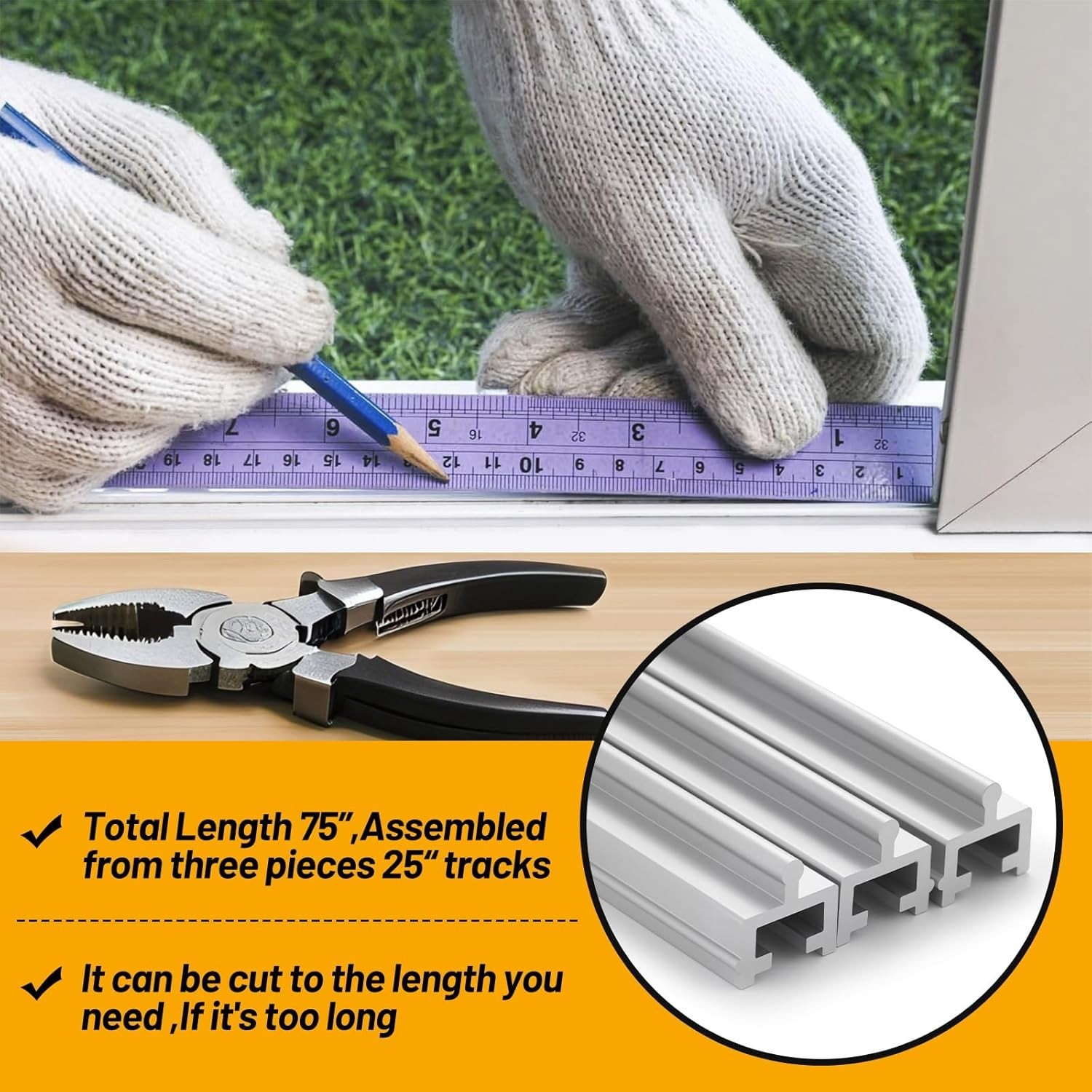 Sliding Screen Door Track, Replacement Bottom Track for Sliding Doors (75 inches gallery