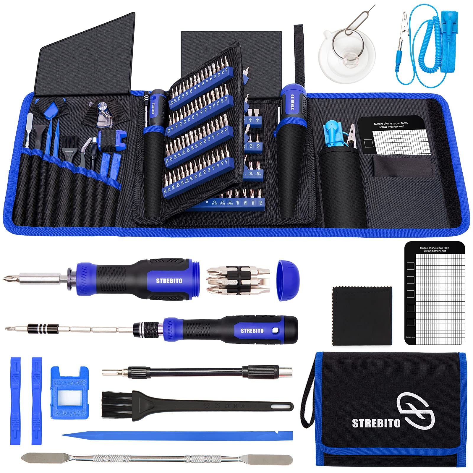 STREBITO Precision Screwdriver Set 191 Piece Multi Bit Screwdriver 1/4 Inch Nut gallery
