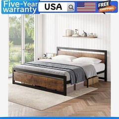 ☑️✅King Size Bed Frame with Headboard Easy Assemble Noise Free King Bed Mattress