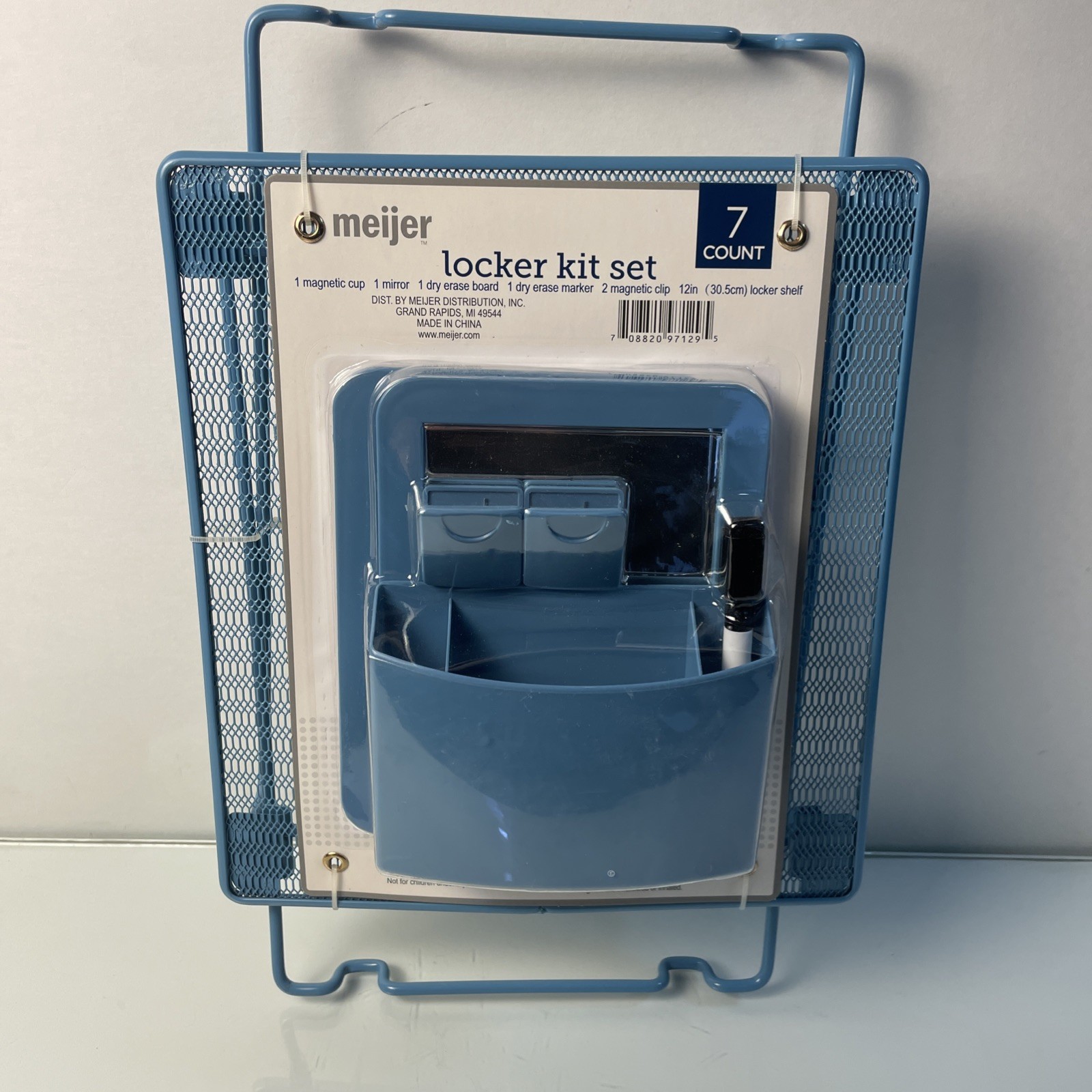 Meijer Locker Kit Set 7-Piece Blue Magnetic Shelf Mirror Dry Erase New gallery