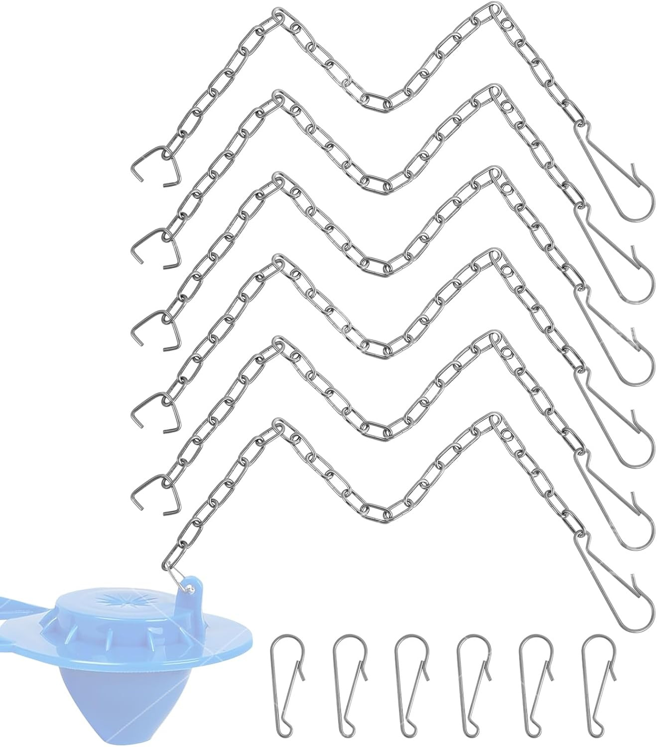 6 Pack Toilet Chain, 10 Inch Adjustable Toilet Flapper Chain, 12 Hooks 6 C Loops gallery