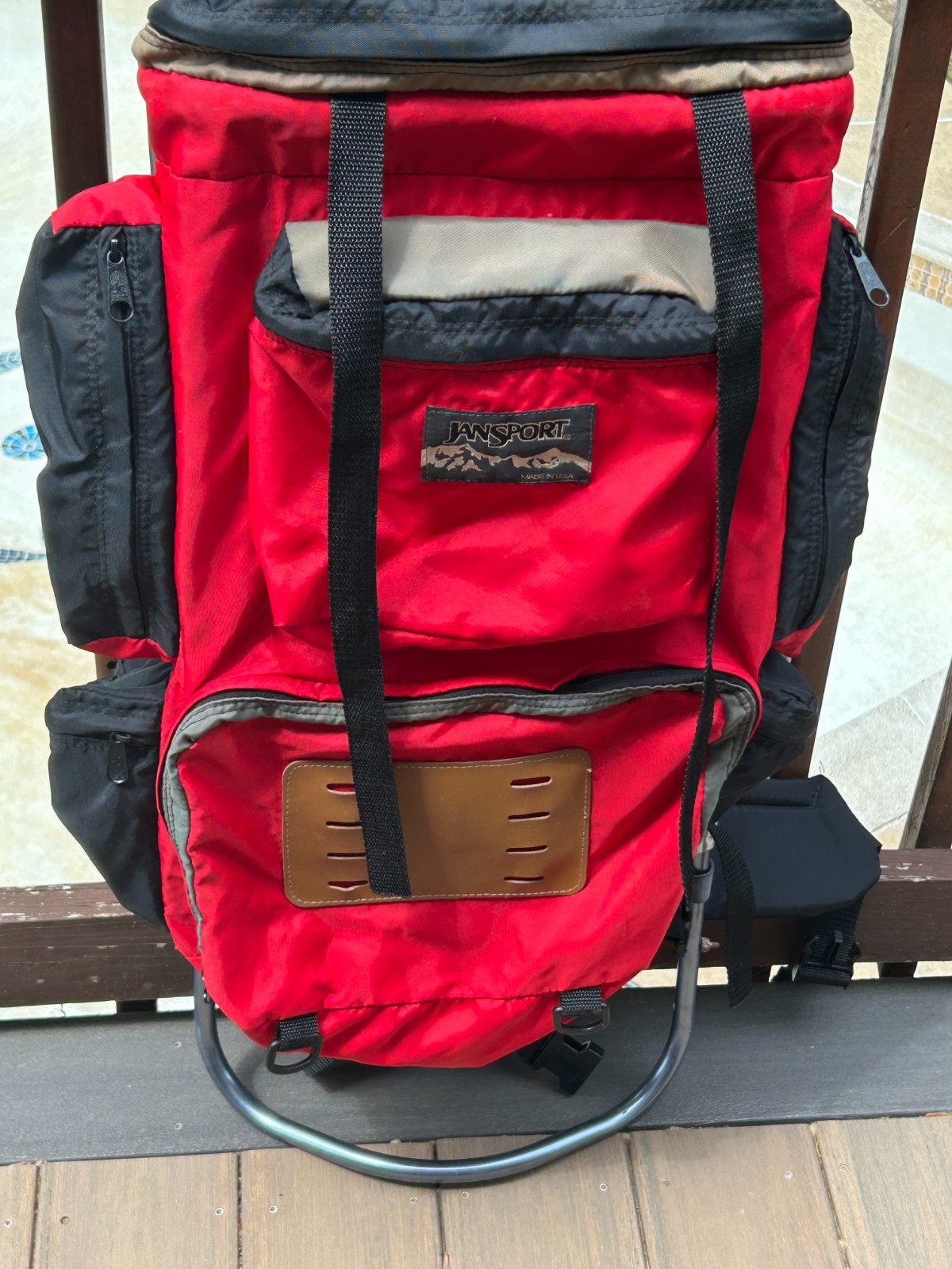 vintage jansport external frame backpack  Red Used 3