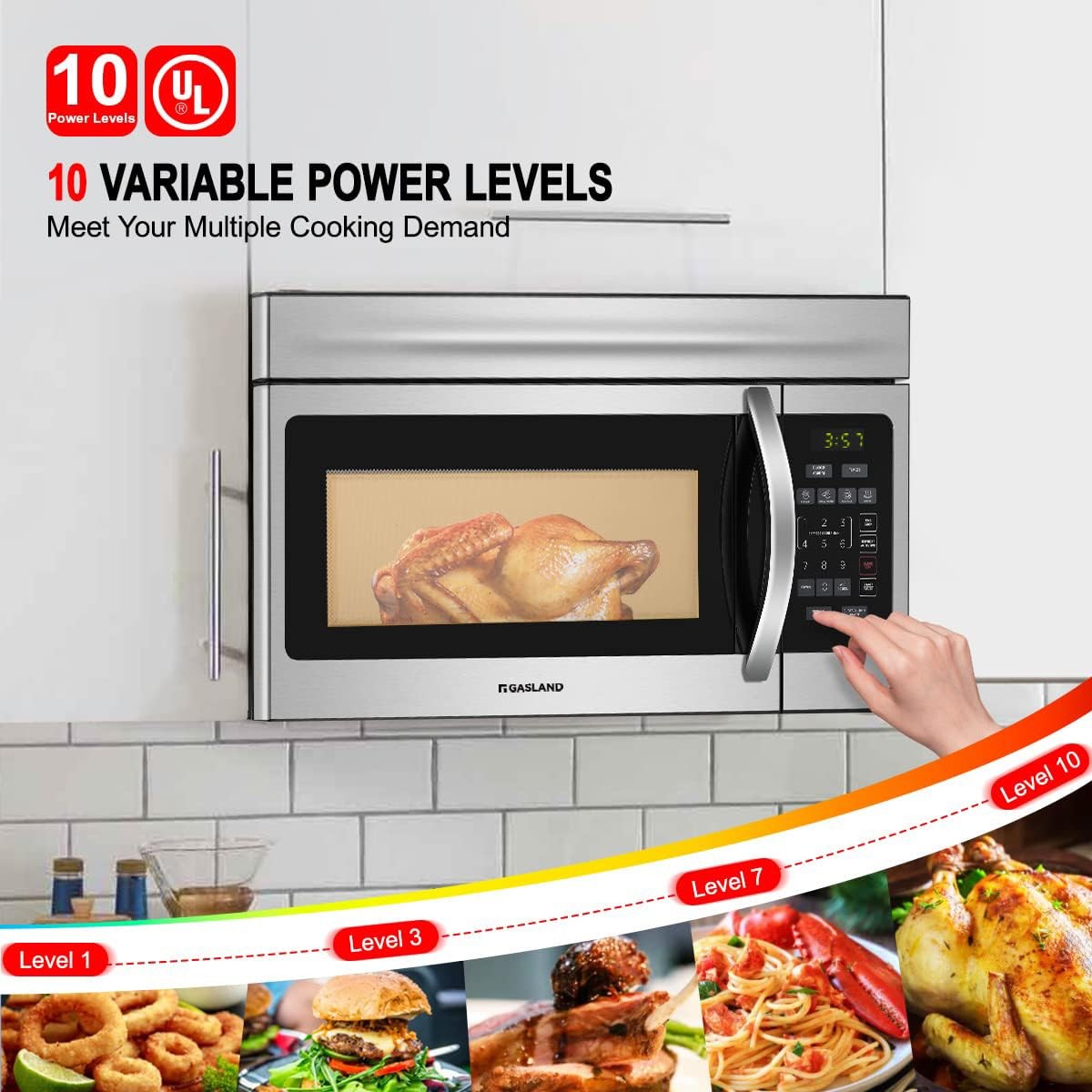 Over the Range Microwave 30 Inch 1.7 Cu.ft. 1000W LED Stainless Steel GASLAND gallery