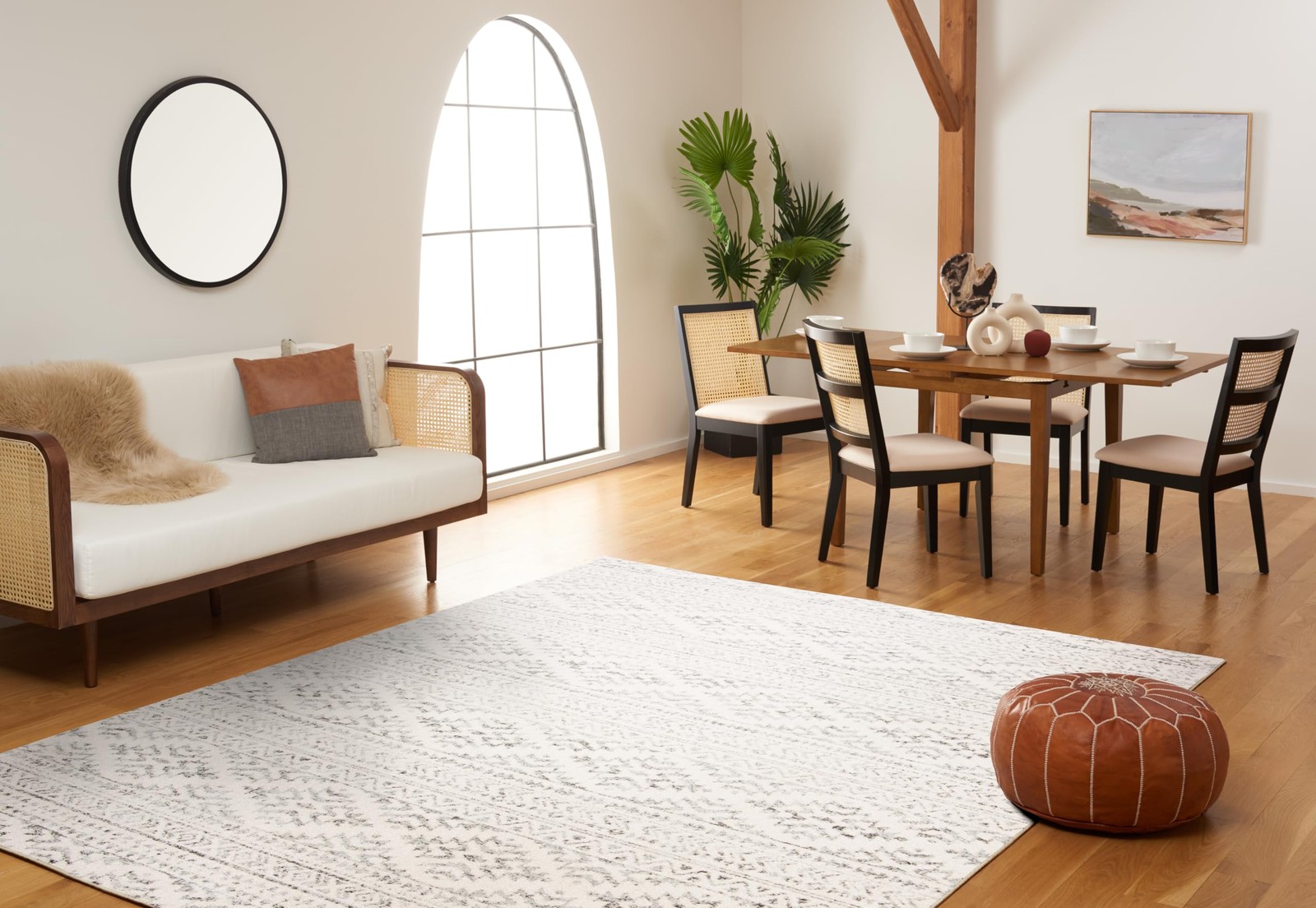 Area Rug 8x10 Tulum Moroccan Boho Ivory Grey Non Shedding SAFAVIEH TUL272A Large gallery