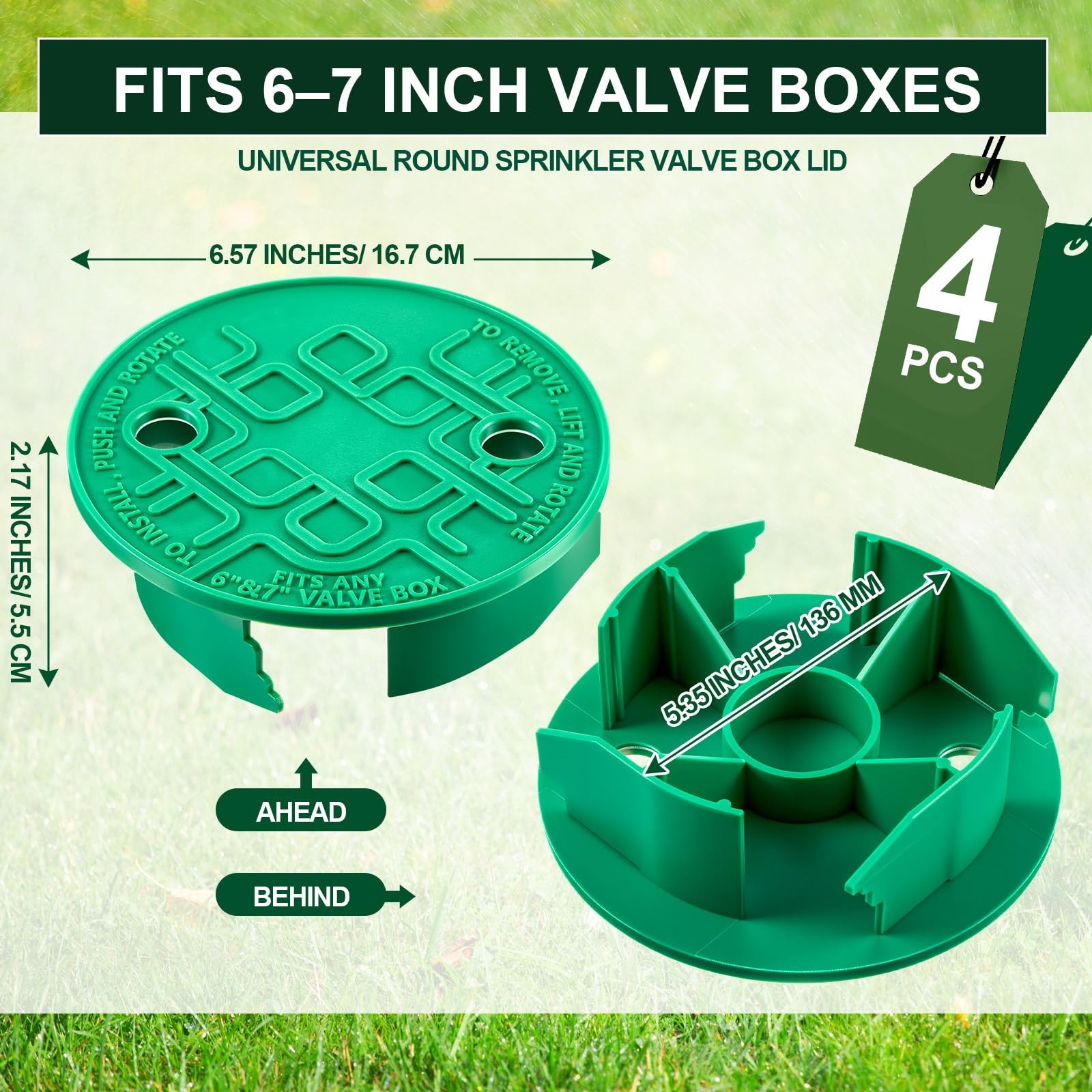 Universal Irrigation Valve Box Covers - 4 Pcs Round Lid 5.4" ID, 6.5" OD gallery