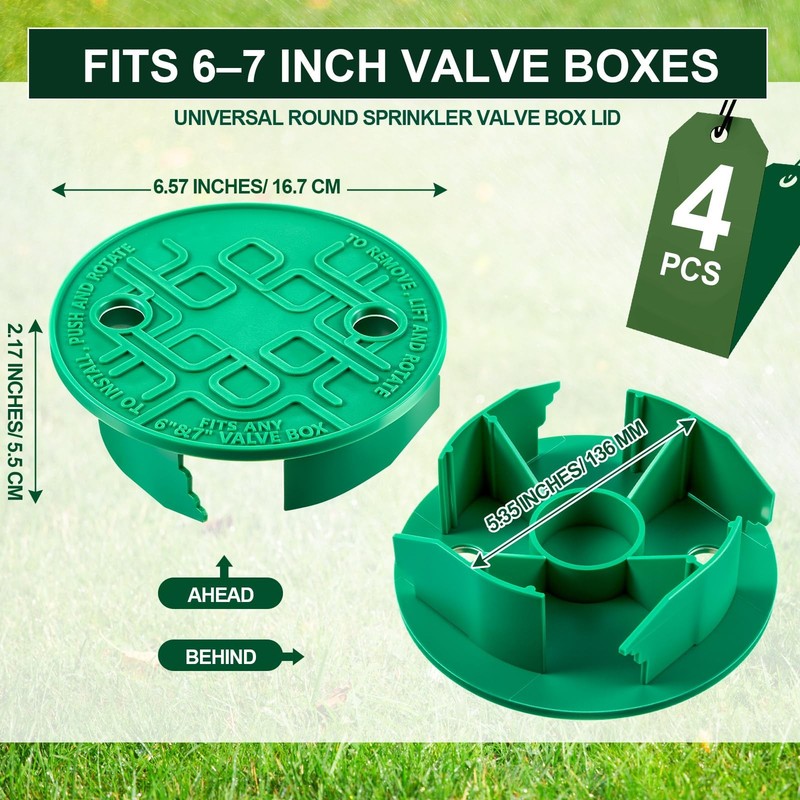Universal Irrigation Valve Box Covers - 4 Pcs Round Lid 5.4" ID, 6.5" OD gallery