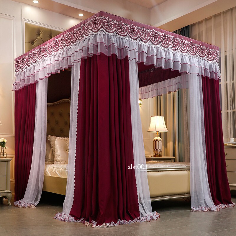 Luxury Mosquito Net Set Double Rod Double Layer Mosquito Net Winter Bed Curtains gallery
