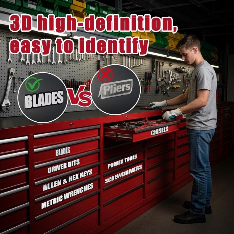 35/ Magnetic Tool Box Labels – Drawer Organizer Magnets – Multiple Colors gallery