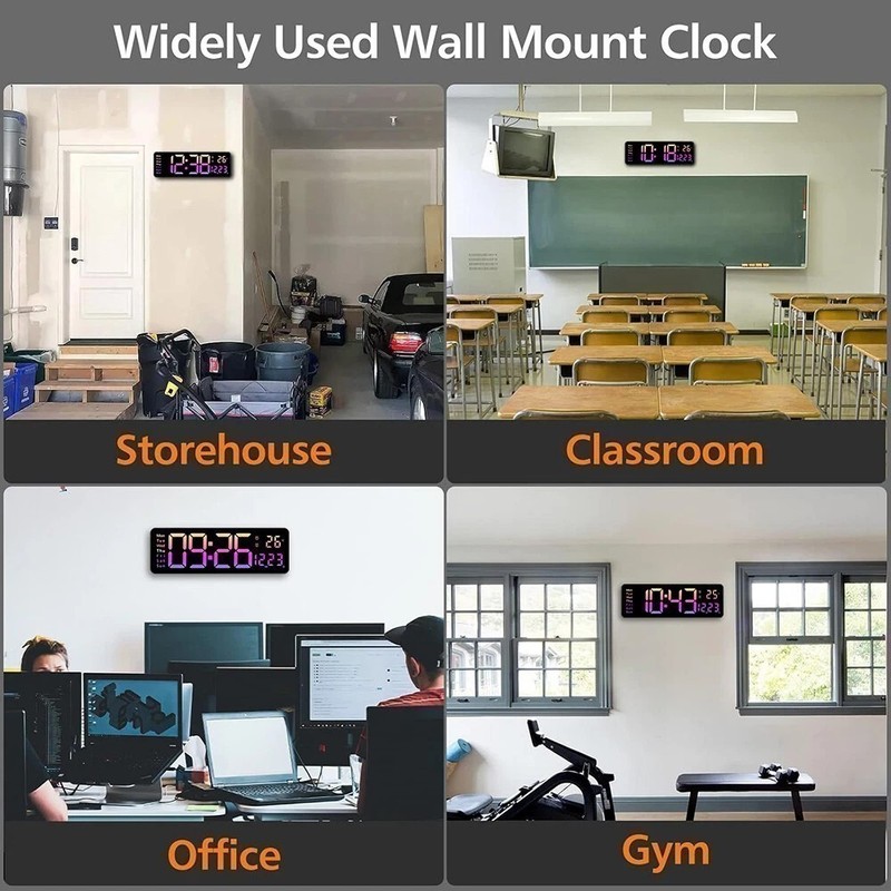 16 inch Large Digital Wall Clock Large Display LED Wall Clock Timer with Plug gallery