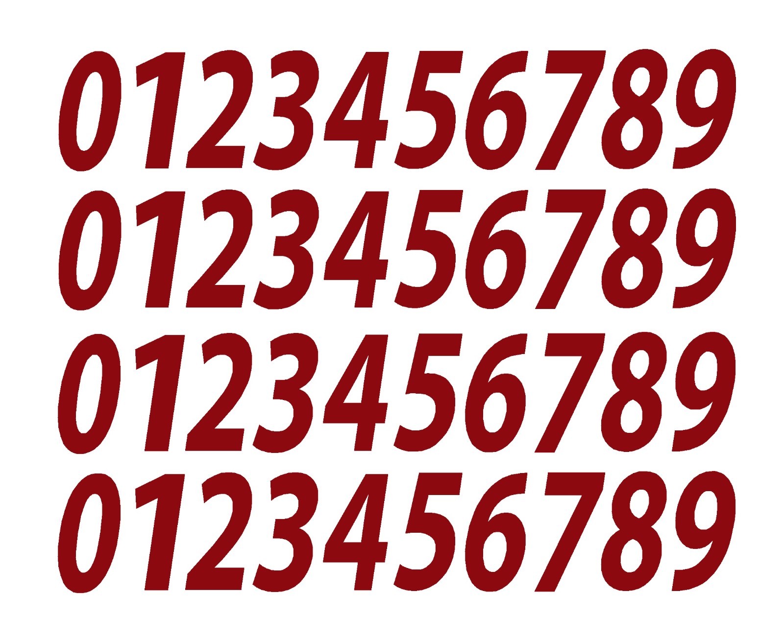 0-9 Numbers Burgundy Sticker Vinyl Decals PICK SIZE!! 1/2" - 12" Set Of 40 V546) gallery