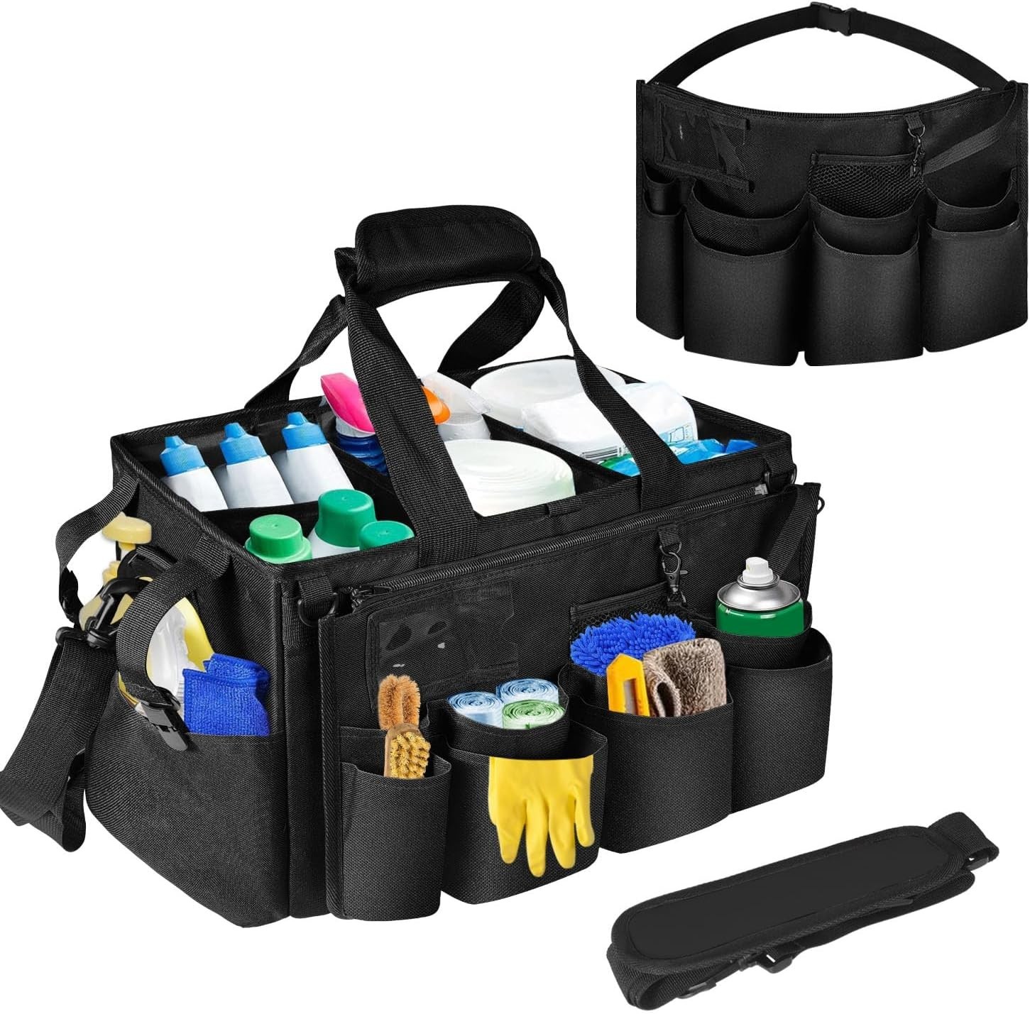 Boczif Cleaning Caddy Bag Wearable, Cleaning Caddy Supplies Organizer with gallery