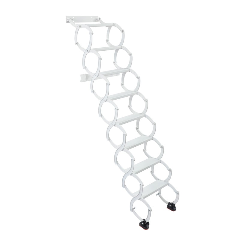 Attic Loft Pull Down Ladder 8 Step Wall Mounted Folding Loft Ladder Stairs White gallery