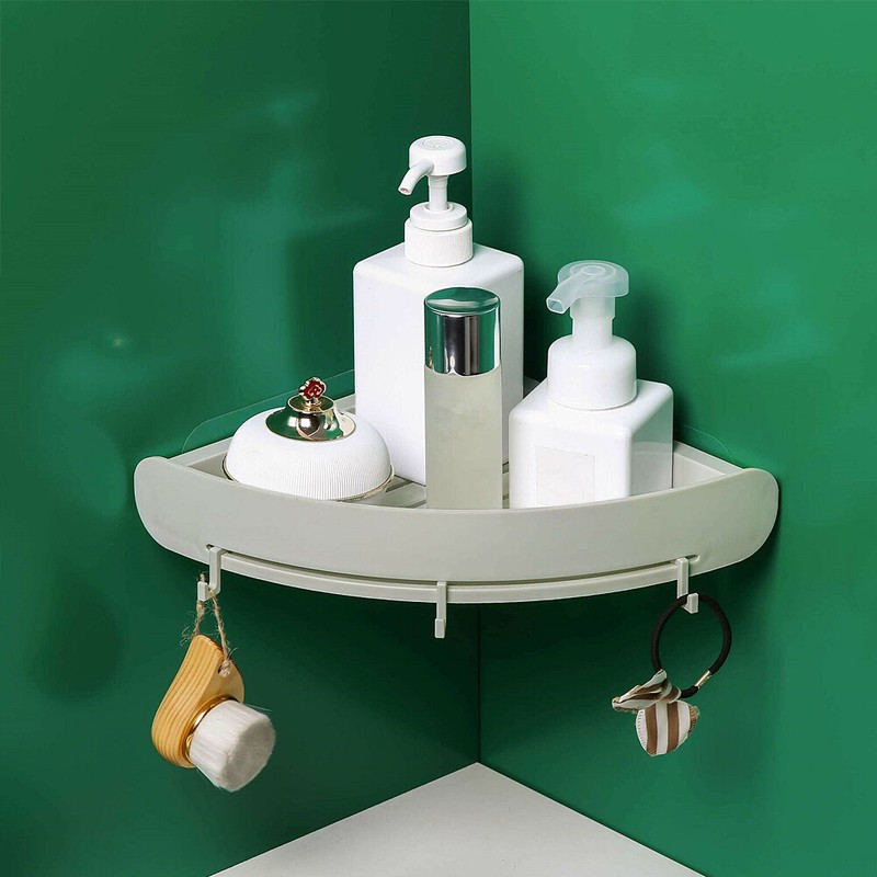 US 1-2Pc Triangular Shower Shelf Corner Storage Rack Bathroom Organizer Holder gallery