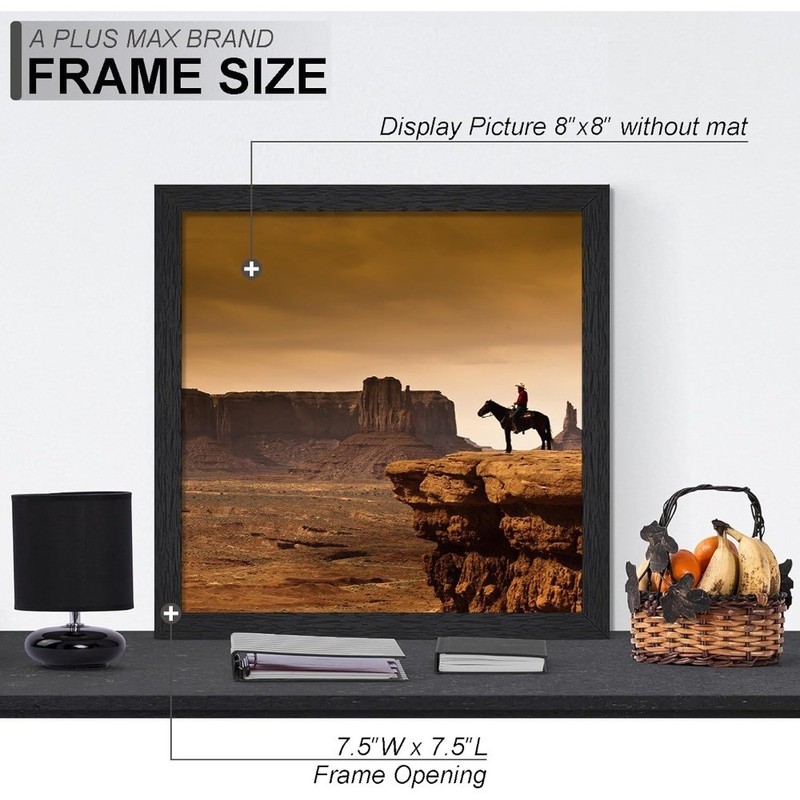 8x8 Picture Frame 2 Pack Black Engineered Wood for 8x8 Photo Poster Lightweight gallery