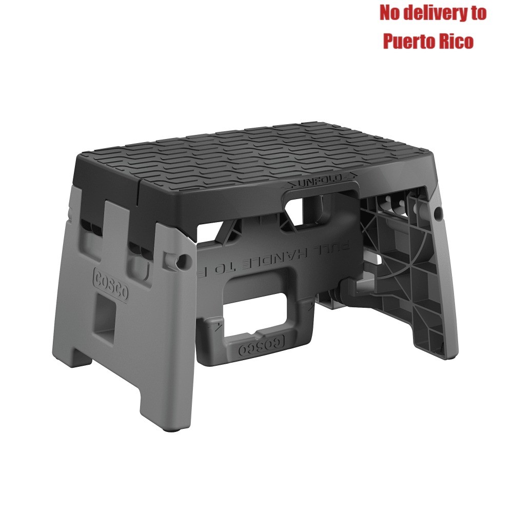 1-Step Plastic Folding Step Stool Type 1A 300 lb Black Gray