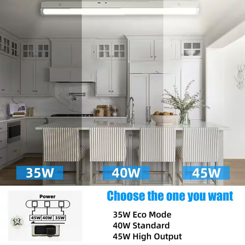 3.38 Ft.White LED Shop Light 45W Power/Cct Adjustable, 5400 Lumen, Ceiling Mount gallery