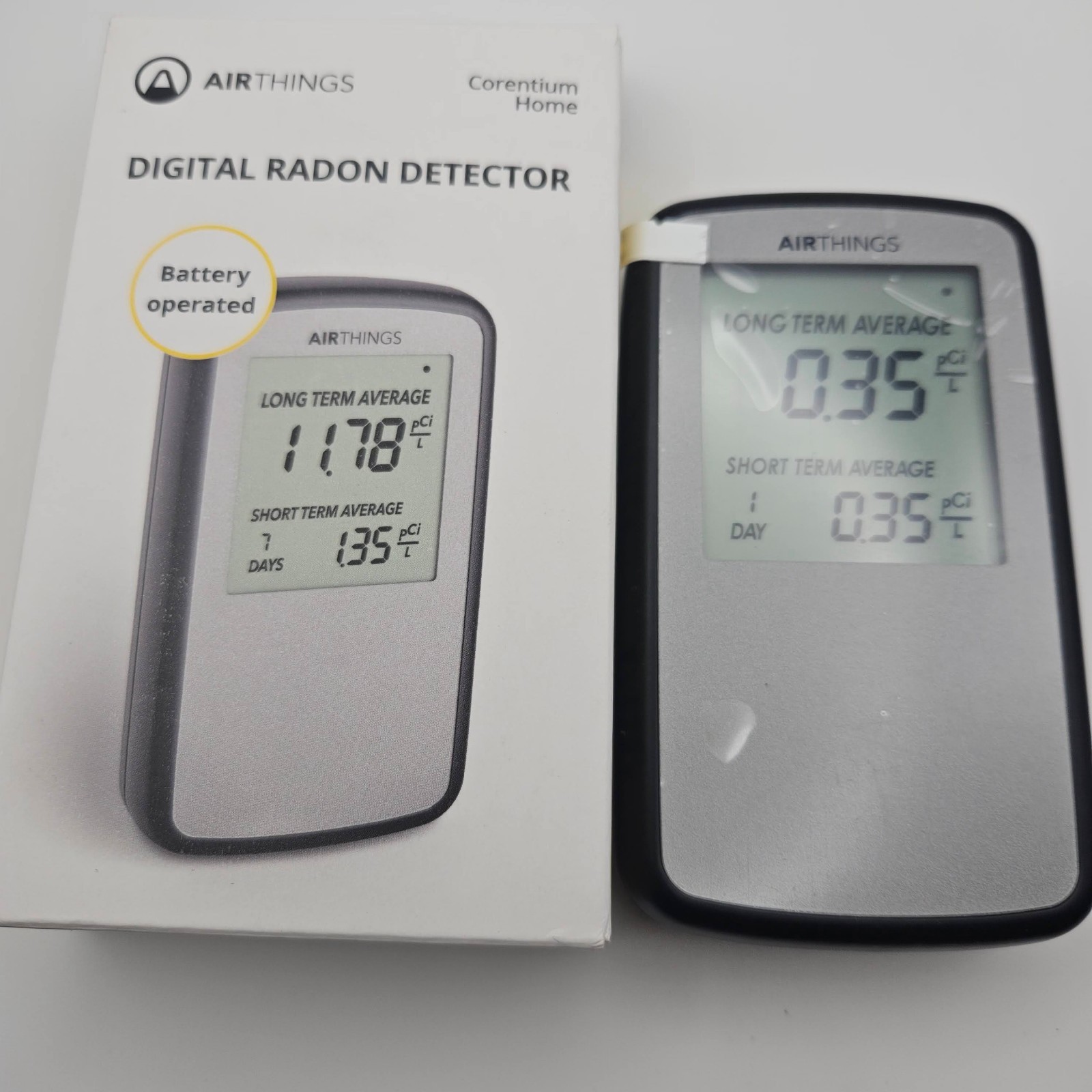 Airthings Corentium Home Digital Radon Detector open box air quaity monitor gallery