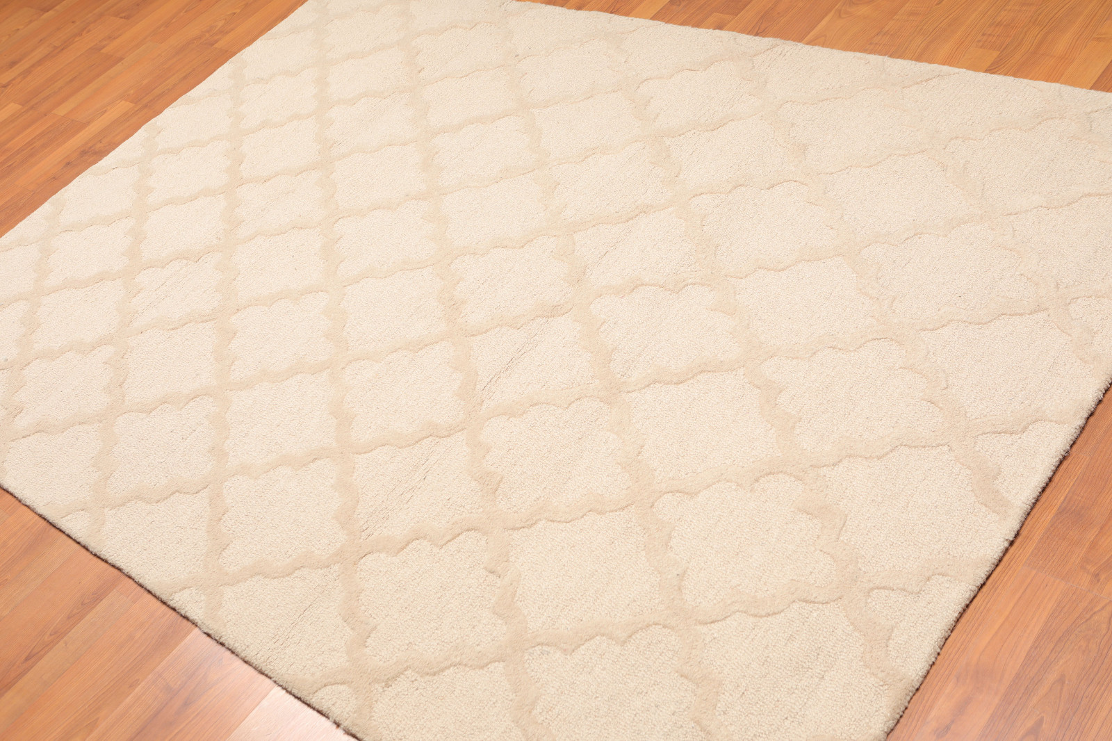 5'4" x 7'6" Handmade 100% Wool Loop & Cut Pile Area Rug Contemporary Beige gallery