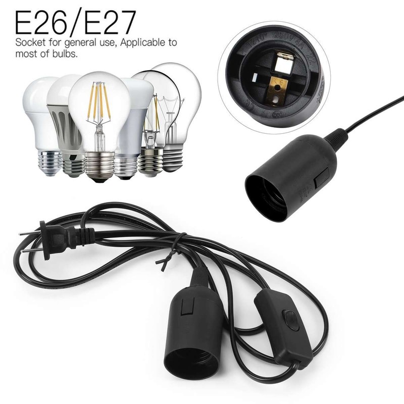 Light Cord Cable Switch E26/E27 Bulb Socket Extension Hanging Pendant Lamp 1.8M gallery